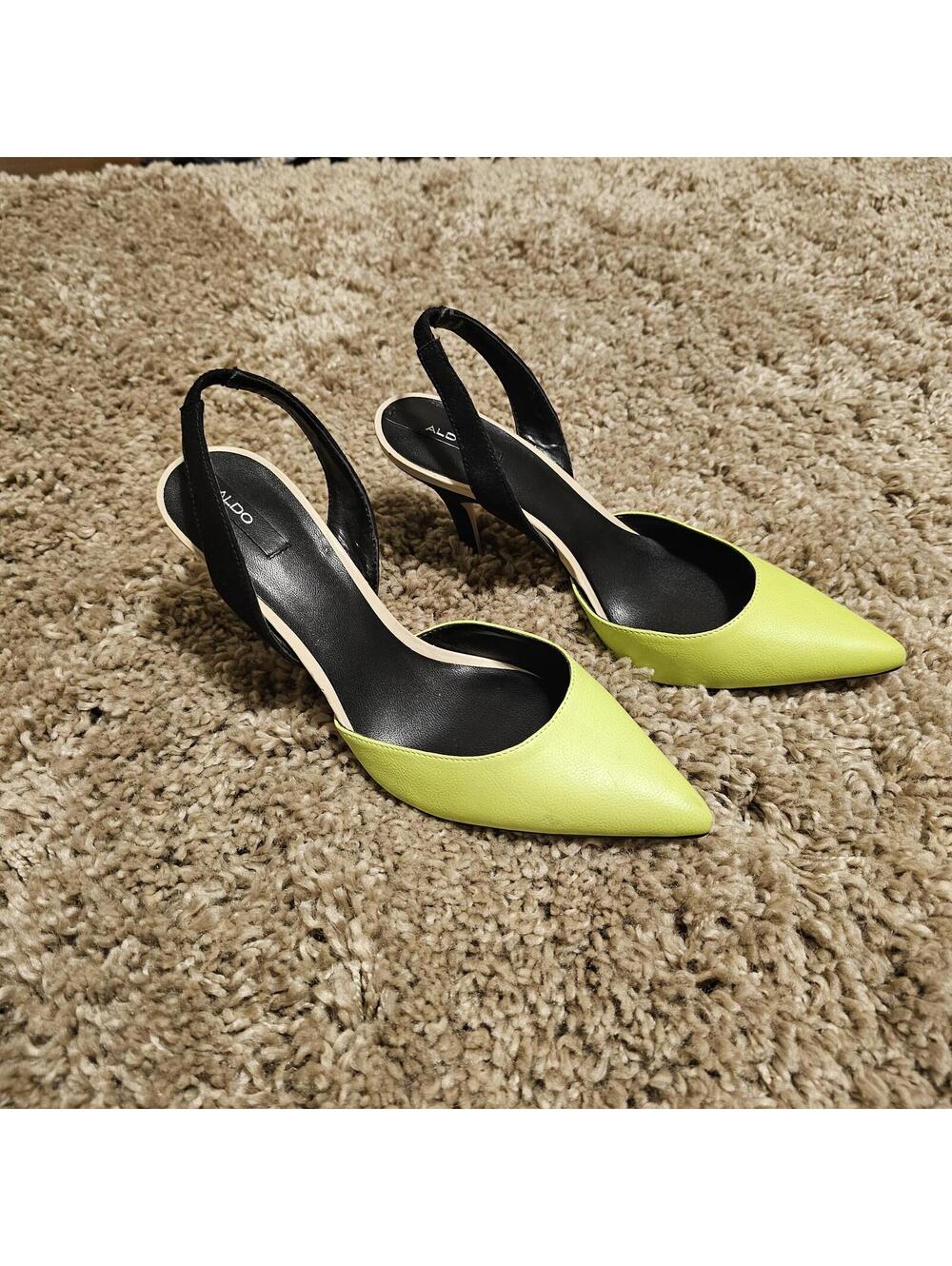Aldo Lime Leather Pointed Toe Slingback Stilleto - sz 8 - Picture 2 of 6